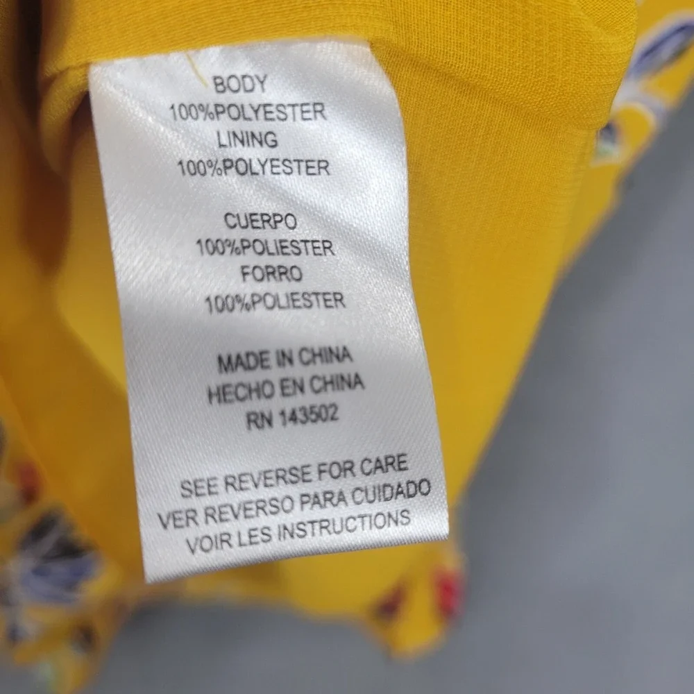 Finn & Grace Blouse Top Women XS Yellow Floral Lined Sleeveless Classic Boho Y2K